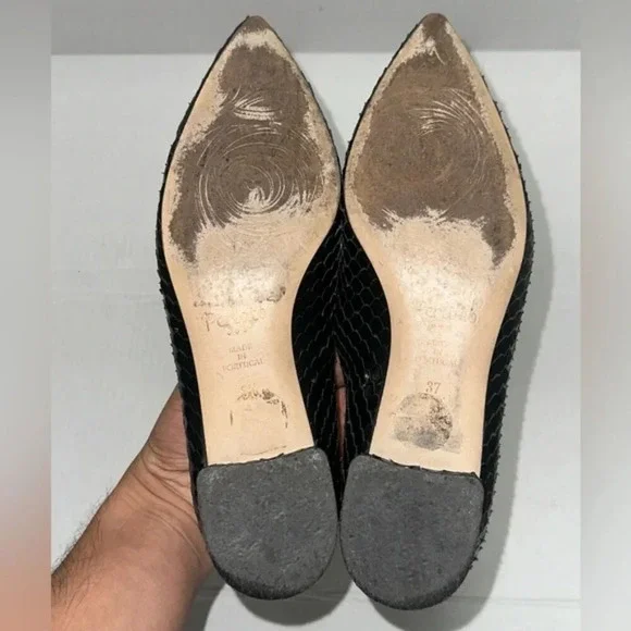 Perlato Black Snake Print Flats Made in Portugal Size 37 - Picture 6 of 8
